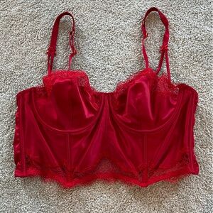 NEW Victoria’s Secret Red Lace Bustier corset bra longline dream angels 36C NWT